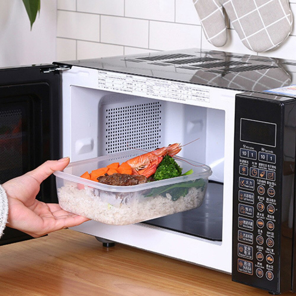 Crisper transparent plastic box lunch box rectangular sealed box office worker refrigerator household food box MJ1020