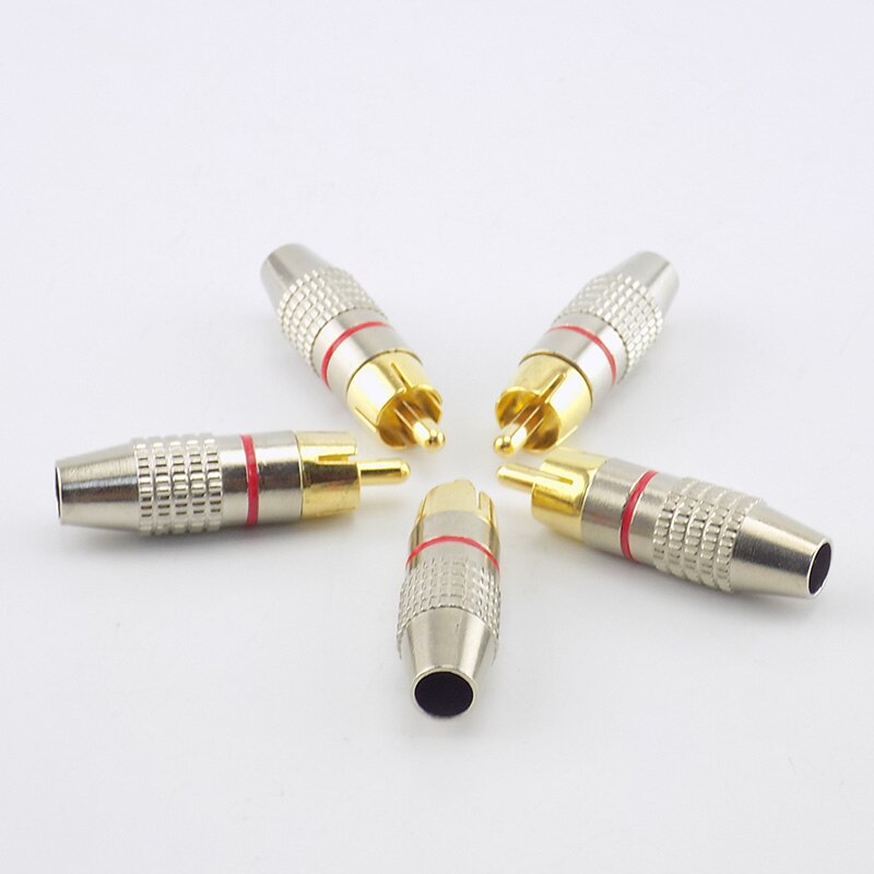 5pcs 10pcs RCA Male Plug to cabling Connector Adapter Audio Video Cable Non Solder Gold Plated CCTV Camera Security Accessories