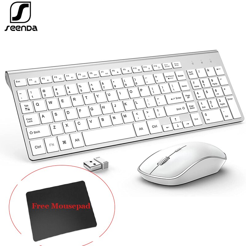 SeenDa Wireless Mouse Keyboard USB Slim Wireless Keyboard Mouse with Numeric Keypad Compatible with iMac Mac PC Laptop