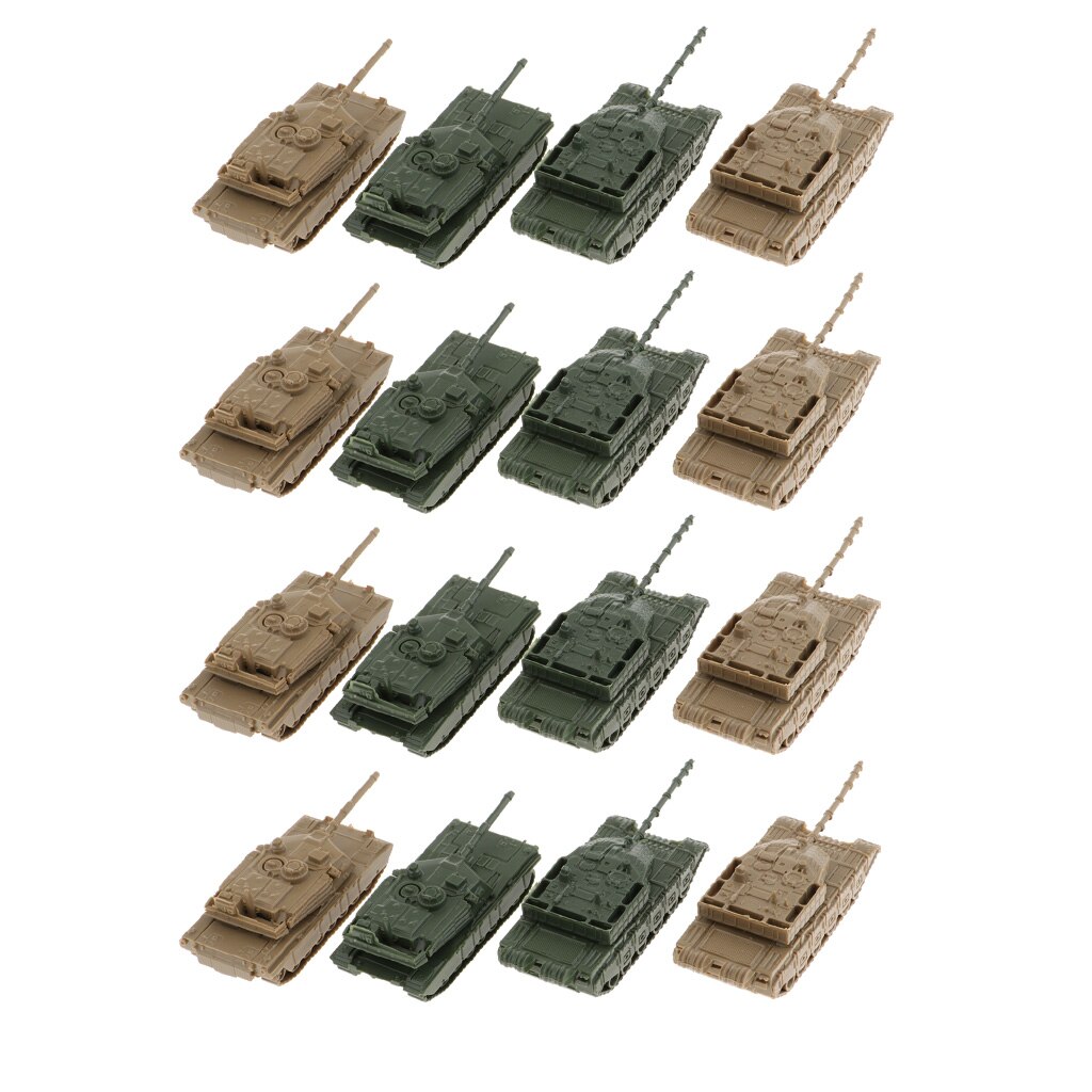 16PCS 1:144 Scale 4D Modern Tanks Model Finished Tank Model 360 Rotatable Toys for Kids Boys