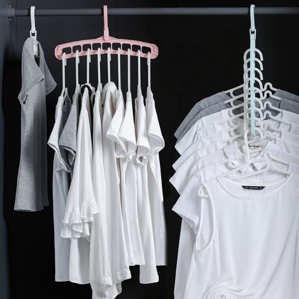9 Holes Magic Clothes Hanger 360 Rotating Hanger Wardrobe Drying Racks Cloth Hangers Organizer Home Storage
