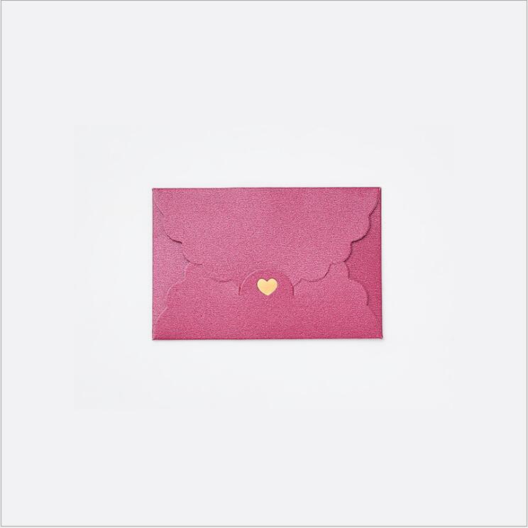 50pcs 10.5*7cm Pearlescent Kraft Paper Love Heart Envelope Mini Card Envelope Romantic Love Letter Paper Envelope