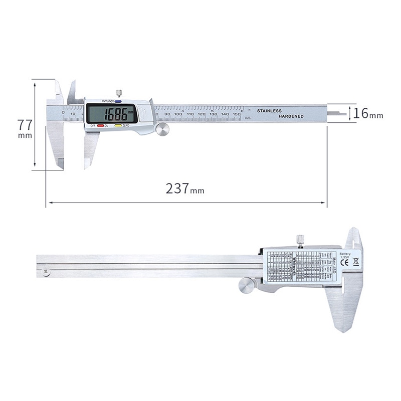 0-150mm Edelstahl Digitale Sattel mm/Zoll Digitale Messschieber Hantel Elektronische Metall Pachometer Messung Kaliber Messgerät