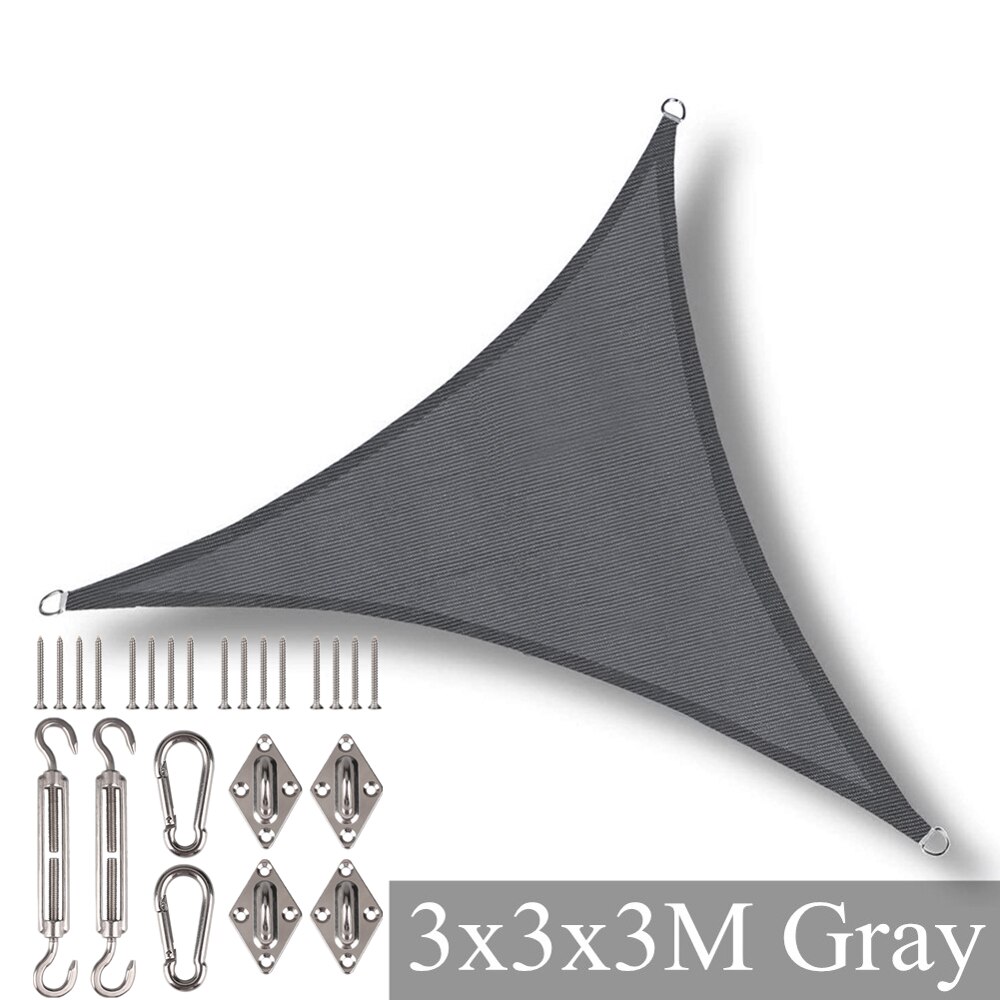 Sunshade Net Rectangle UV Block Sun Shade Sail Canopy Awning Outdoor Garden Greenhouse Patio Car Cover Cloths With Hardware Kit: Gray 3x3x3M