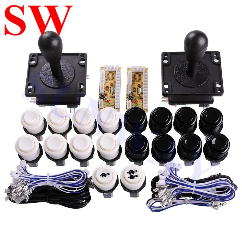 American joystick DIY Kit Parts Zero Delay USB Arcade controller To PC Connection The American style Joystick Happ Push Buttons: White with Black