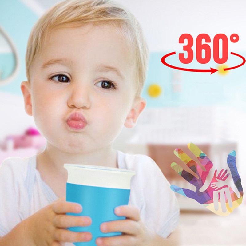 Baby læring drikkekop 360 grader drejelig med dobbelt håndtag bærbare lækagesikre spædbørn fodrer flaske vand kopper