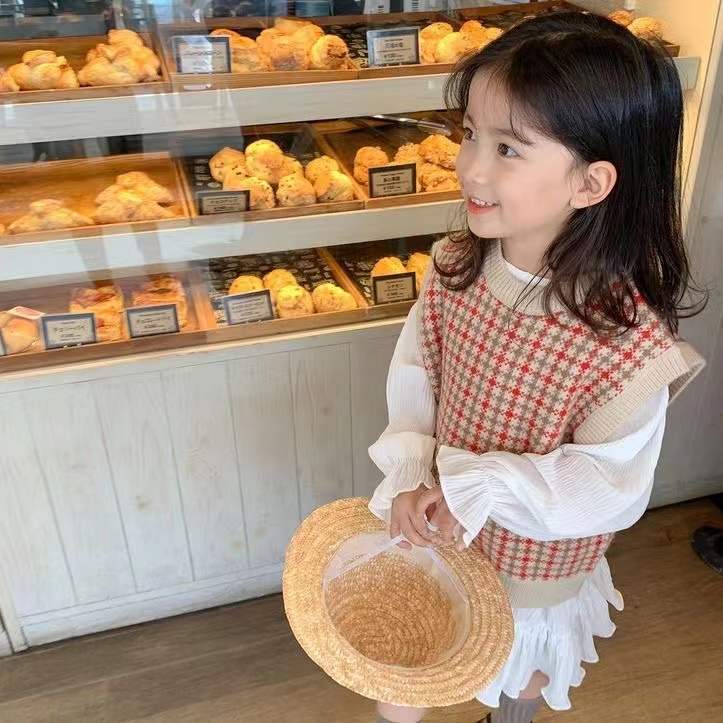 Toddler Girls Clothes Vest maglione lavorato a maglia Plaid Casual Boy gilet cappotto senza maniche Check Baby bambini maglia capispalla