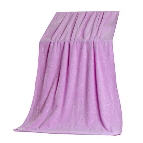 70x140cm microfiber bear comfortable soft absorbent shower bathtub beach towel blanket bath towel bathroom supplies: Light Purple