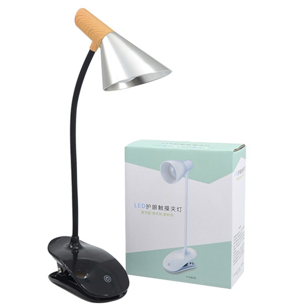 Vintage LED Clip & Stand Flexo Bureaulamp Touch Schakelaar Lampenkap Led Oplaadbare 3 Niveaus Dimmen Tafellampen Leeslamp
