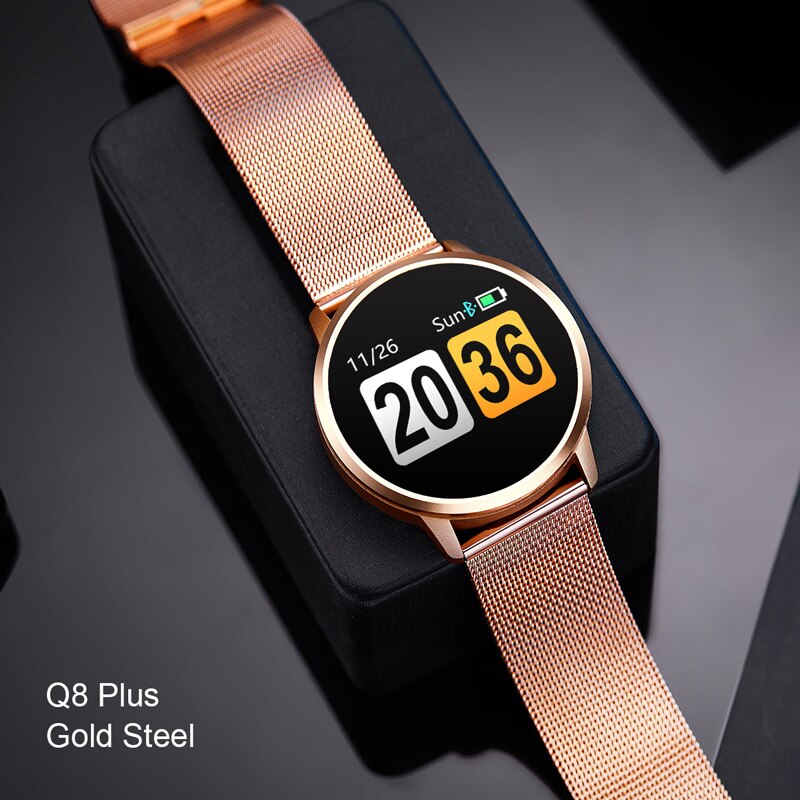 Newwear Q8 Q9 Smart Uhr Elektronik Männer Frauen Wasserdichte Sport Tracker Fitness Armband Smartwatch Tragbare Gerät: Gold Steel Plus