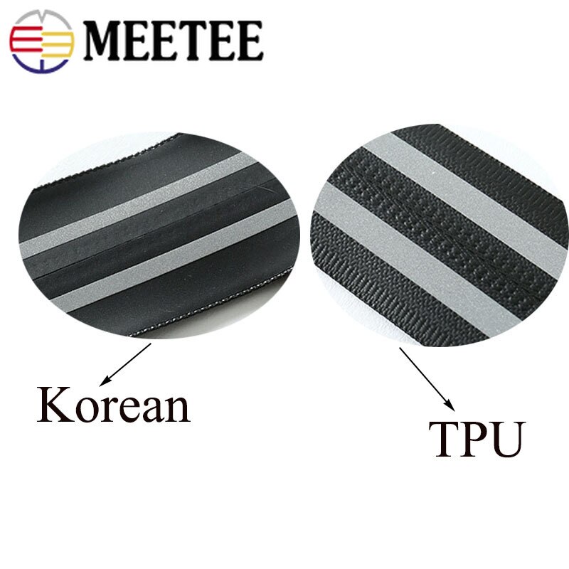 2M 5# Reflective Strip Waterproof Zipper Black White Nylon Zipper for Sewing Invisible Plasti Coil Zips Bags DIY Accessories