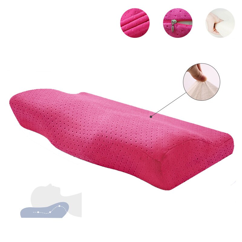 Vlinder Vormige Memory Foam Beddengoed Kussen Bescherming Nek Trage Rebound Slapen Cushionhealth Zorg Cervicale Orthopedische Kussens: lavender Lined