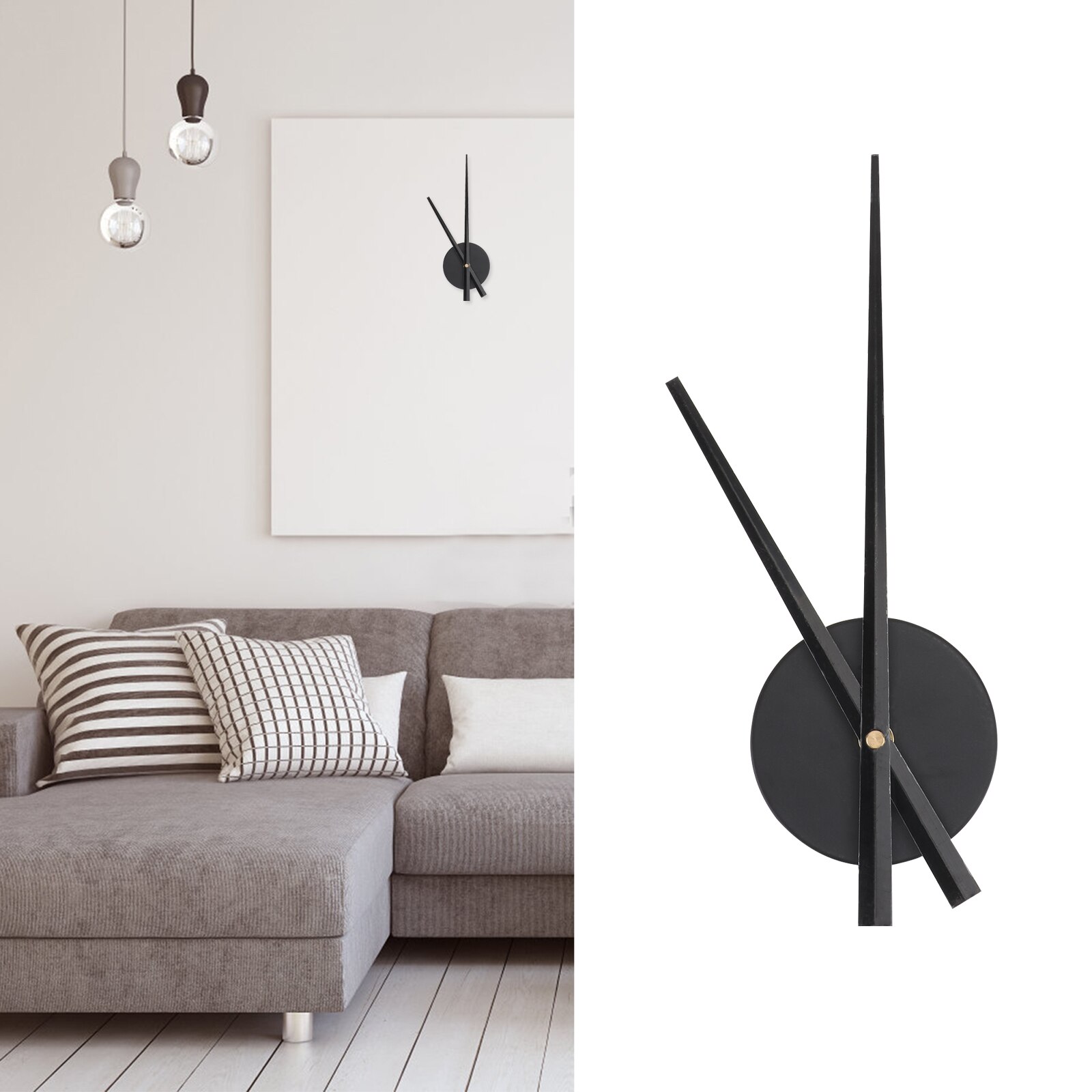 DIY Large Cross-stitch Clock Hands Needles Wall Clocks 3D Home Art Decor Clock Mechanism Accessories(Black,without: Black