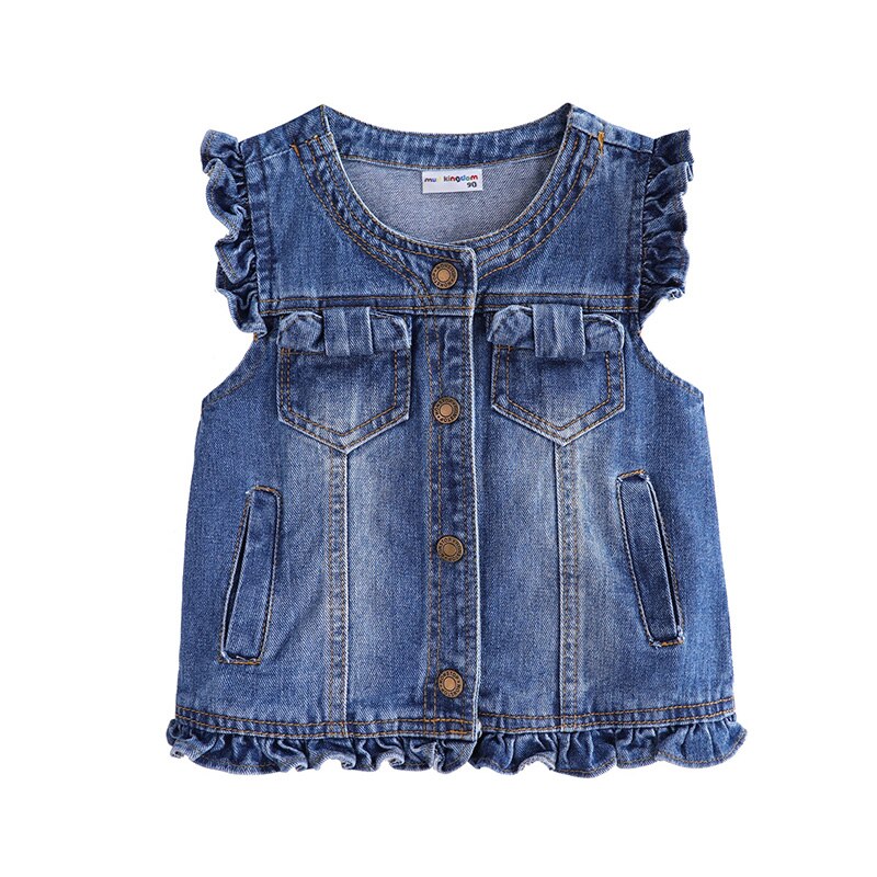 Mudkingdom Little Girls Denim Jeans Denim gilet senza maniche capispalla moda primavera autunno top abiti da ragazza giacche per bambini: Blue / 2T