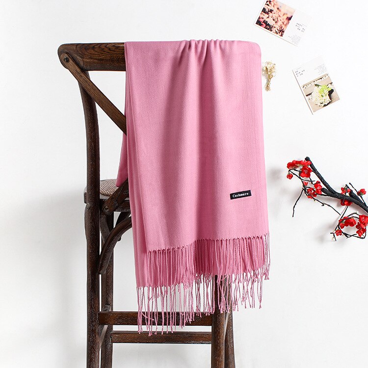 Bufanda suave de color liso para mujer, bufandas de Cachemira, chal de verano para mujer, pashmina de Otoño Invierno, diadema hijab femenino Unisex: 4