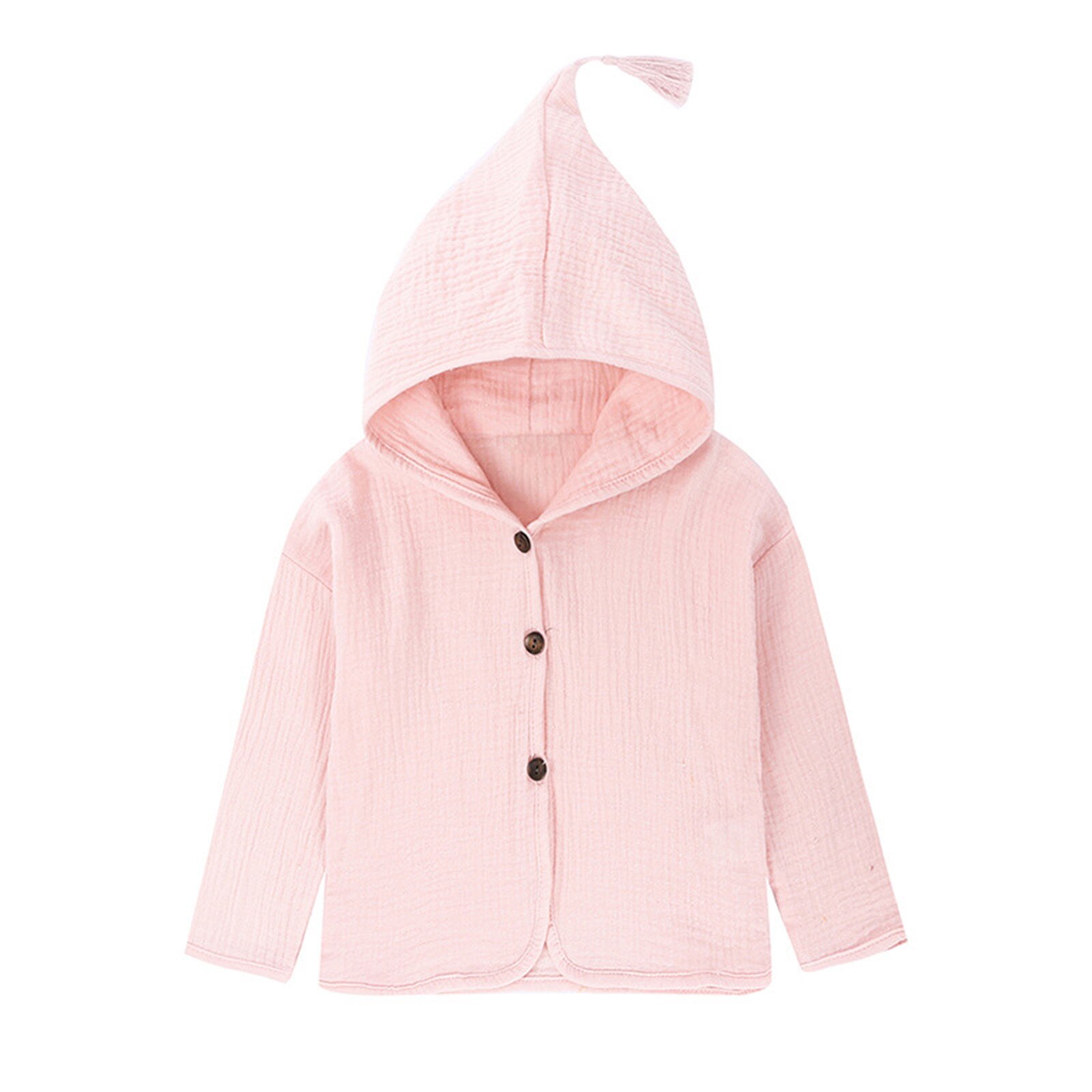 Peuter Infant Baby Kids Meisjes Jongens Solid Warm Hooded Jas Outfits Kleding Pure Kleur Katoen Crêpe Capuchon Vest: Pink / 100