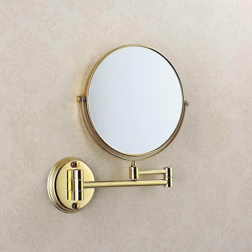 Rose guld / guld / antik / krom / sort olie børstet messing væg makeup spejl 8 tommer badeværelse spejl dekorative dressing spejle: Guld