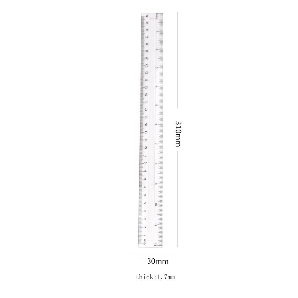 1pcs Simple Style 30cm/12 Inch Metric Ruler Transparent Acrylic Ruler Simple Ruler Square Ruler Cute Stationery Drawing Supplies