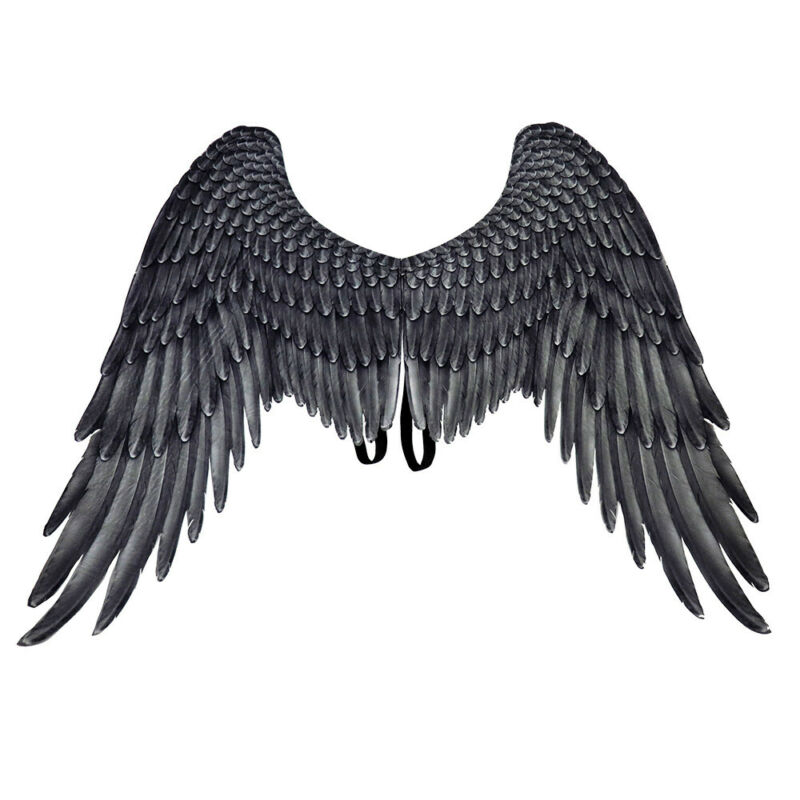 Costume 3D d&#39;ange diable à grandes ailes noires, accessoires de Cosplay pour fête à thème de Mardi Gras, pour enfants et adultes
