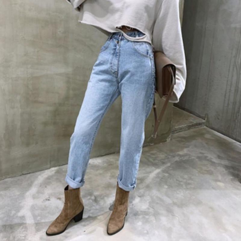 Vintage hoge taille rechte jeansbroek voor vrouwen streetwear losse vrouwelijke denim jeans knopen rits dames jeans pantalon 10394