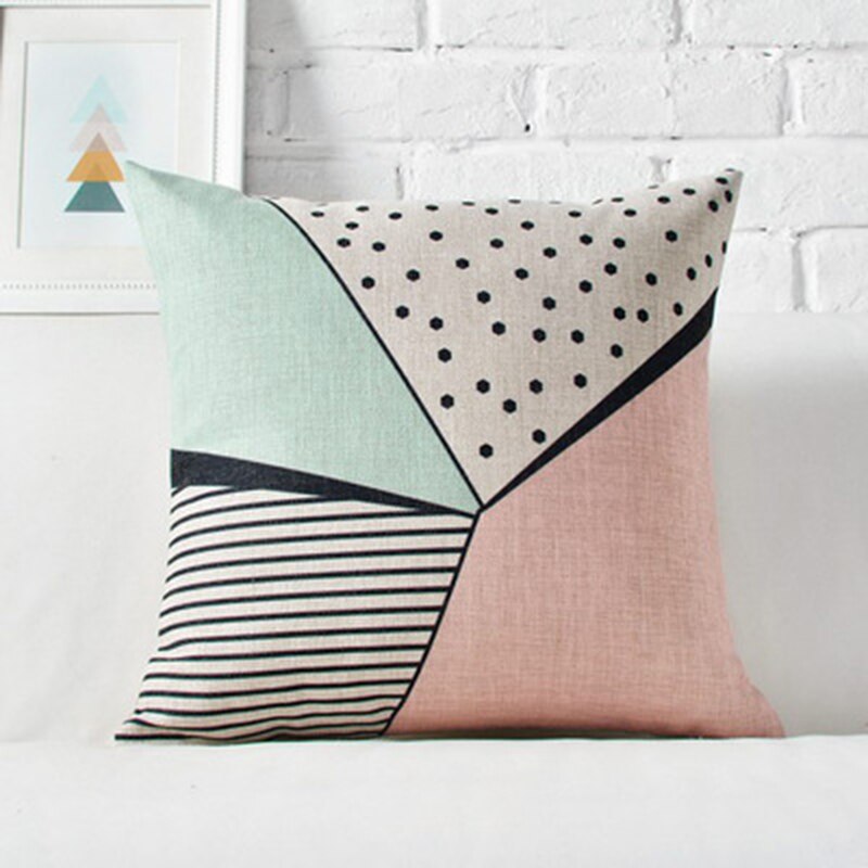 Cojín nórdico de lino con estampado geométrico para el hogar, almohada de cintura lumbar Simple de Inglaterra, cojín decorativo para sofá