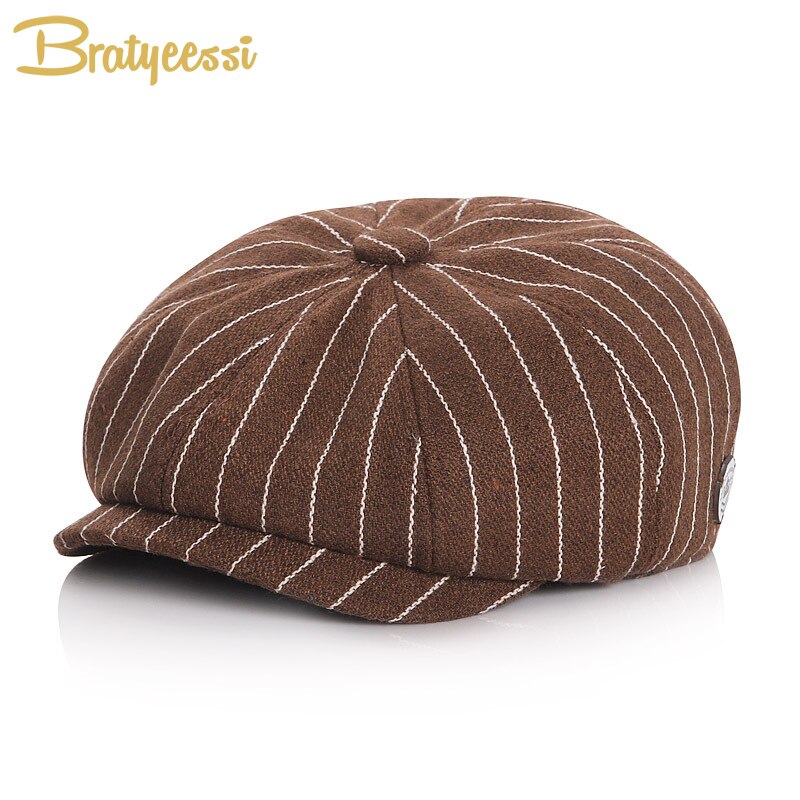 Mode Baby Boy Hoed Lente Herfst Baby Cap Voor Jongens Accessoires Vintage Gestreepte Kinderen Hoeden Kids Baret Cap 51/53