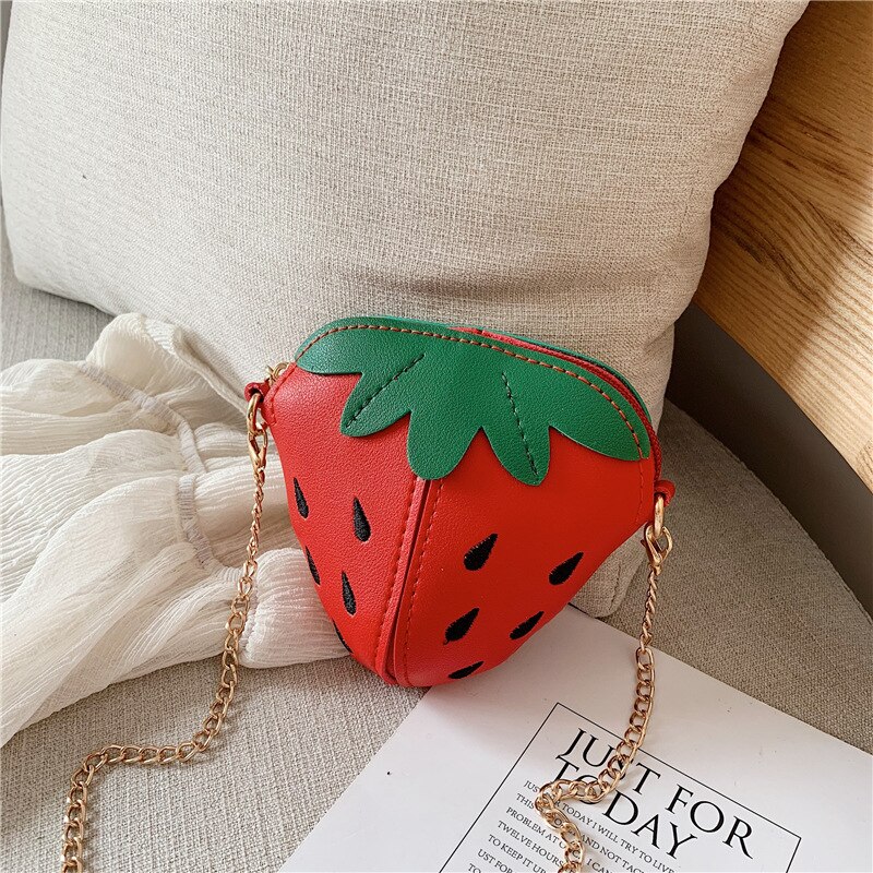 Children Mini Purse Cute Little Girls Fruit Strawberry Crossbody Bags Kawaii Kids Small Coin Pouch Baby Wallet: Rood