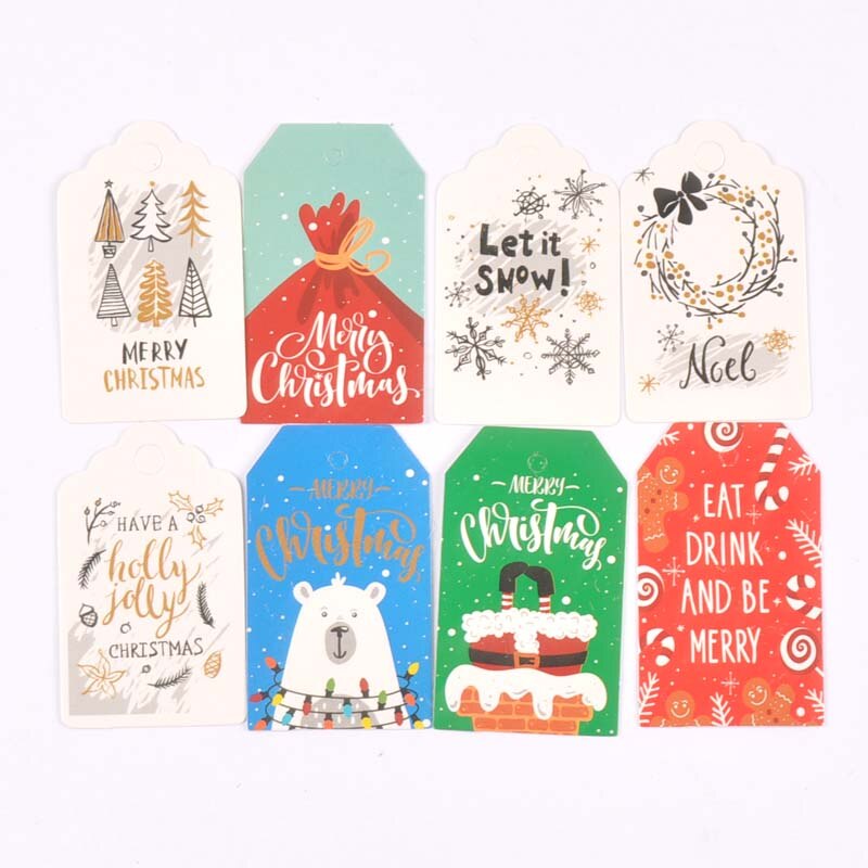 50 sztuk zawieszka z papieru pakowego na pudełko cukierków dekoracja na choinkę malowane zawieszki tagi prezenty etykiety DIY Handmade Party Decor c3010