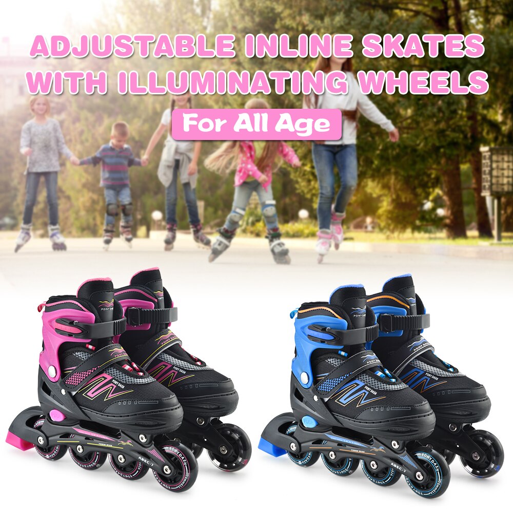 Patines ajustables en línea con ruedas iluminadoras para niños, niñas y señoras