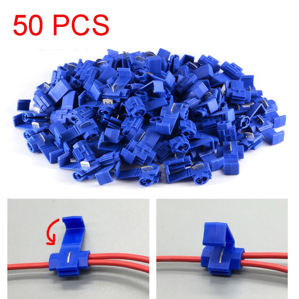 50 Stuks Blauw Elektrische Scotch Lock Draad Connectors Quick Splice Terminals Crimp Voor Awg 14 -16 Auto Styling Accessoires