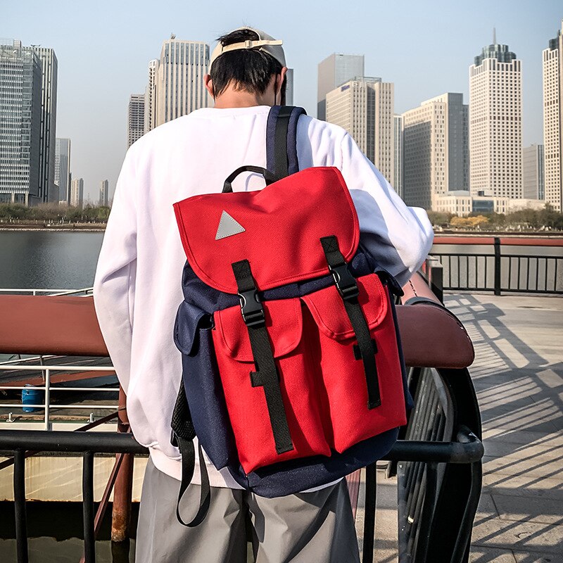 Unisex Oxford Backpack - Fashion Style - Zipper Closure - Interior Compartment - External Frame