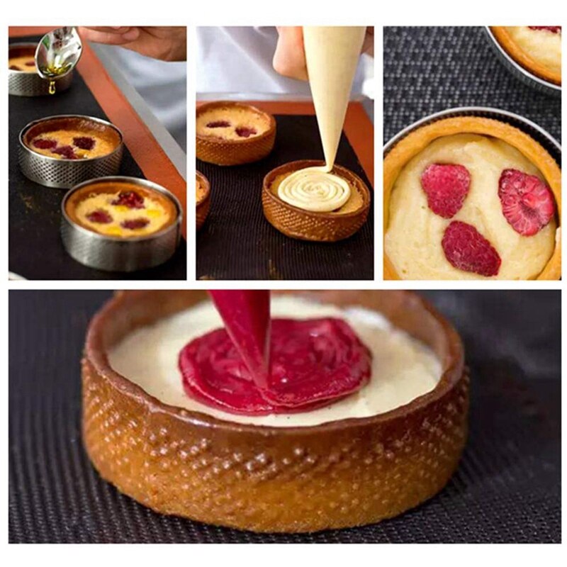 10Pcs 4.5cm Round Stainless Perforated Seamless Tart Ring Quiche Ring Tart Pan Pie Tart Ring with Hole Tart Shell Ring