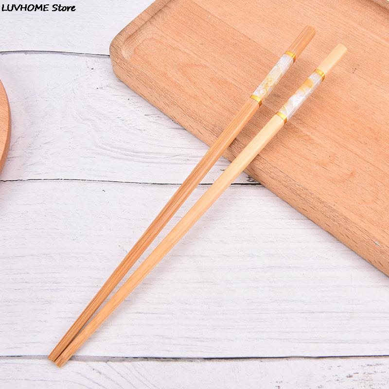 1 paio di bacchette impostato marmorizzazione antiscivolo stile cinese Sushi bacchette di riso in legno di bambù stoviglie da cucina impostato regalo: giallo