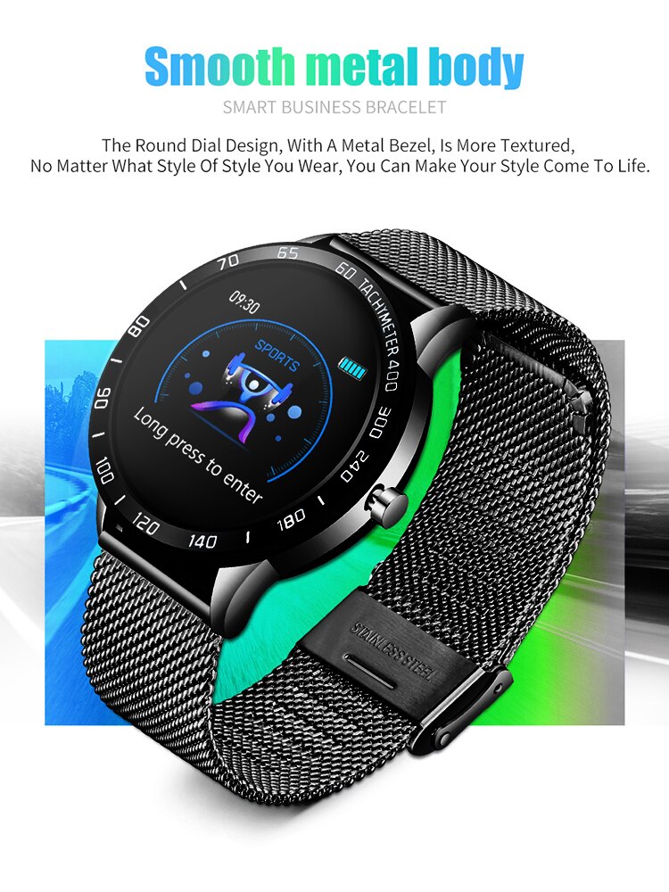 Luik Stalen Slimme Band Mannen Hartslag Bloeddruk Multifunctionele Sport Smartwatch Stappenteller IP67 Waterdichte Fitness Tracker