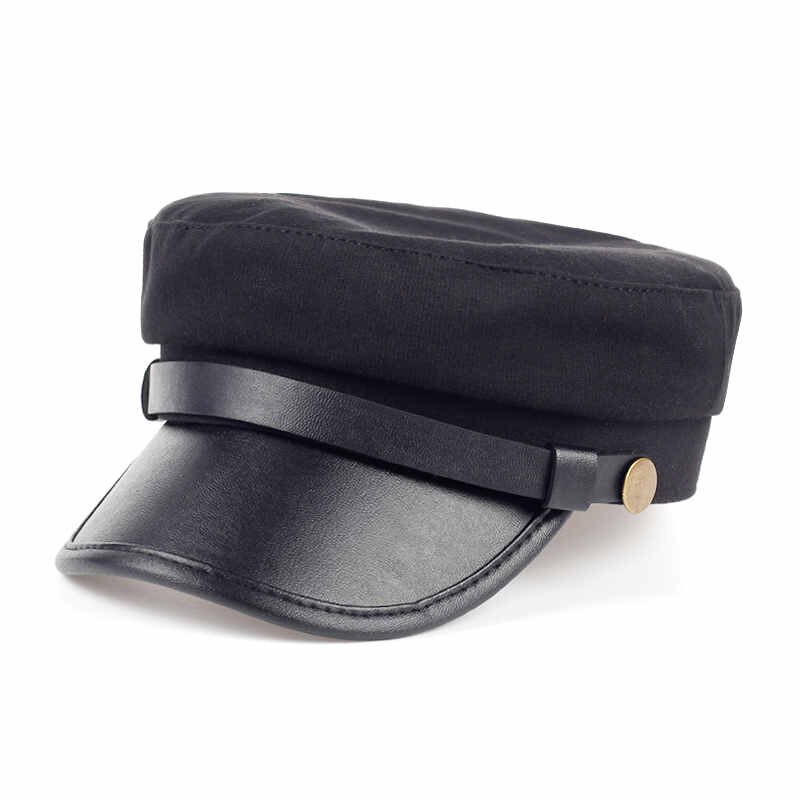Sombrero hexagonal de estilo moderno para hombre y mujer, gorro Unisex de algodón de Color sólido, Boina de vaquero de , tela de doble capa: Black