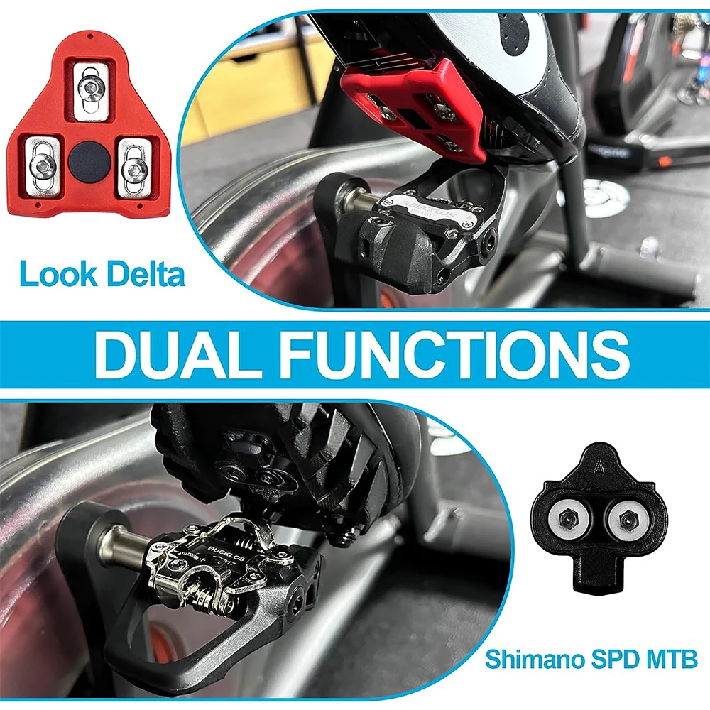 BUCKLOS para SPD/LOOK DELTA Pedal de bicicleta de doble función Pedal de bloqueo automático pedales de bicicleta de montaña de carretera con tacos de bicicleta