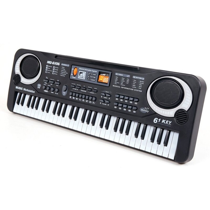 COMETX Elektrische piano 37 toetsen USB elektronisch orgel elektrische piano met microfoon zwart digitale muziek geïntegreerd elektronisch toetsenbord geïntegreerde stereoluidsprekers met 8 tonen 8