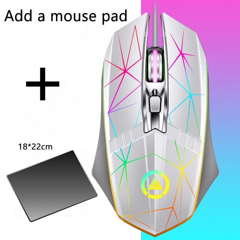 2021 Mouse cablato USB 2400 DPI ottico 6 pulsanti Mouse da gioco LED luce respiratoria 1.5M cavo Computer/Mouse da gioco per PC portatile: G11-Se-mouse-pad