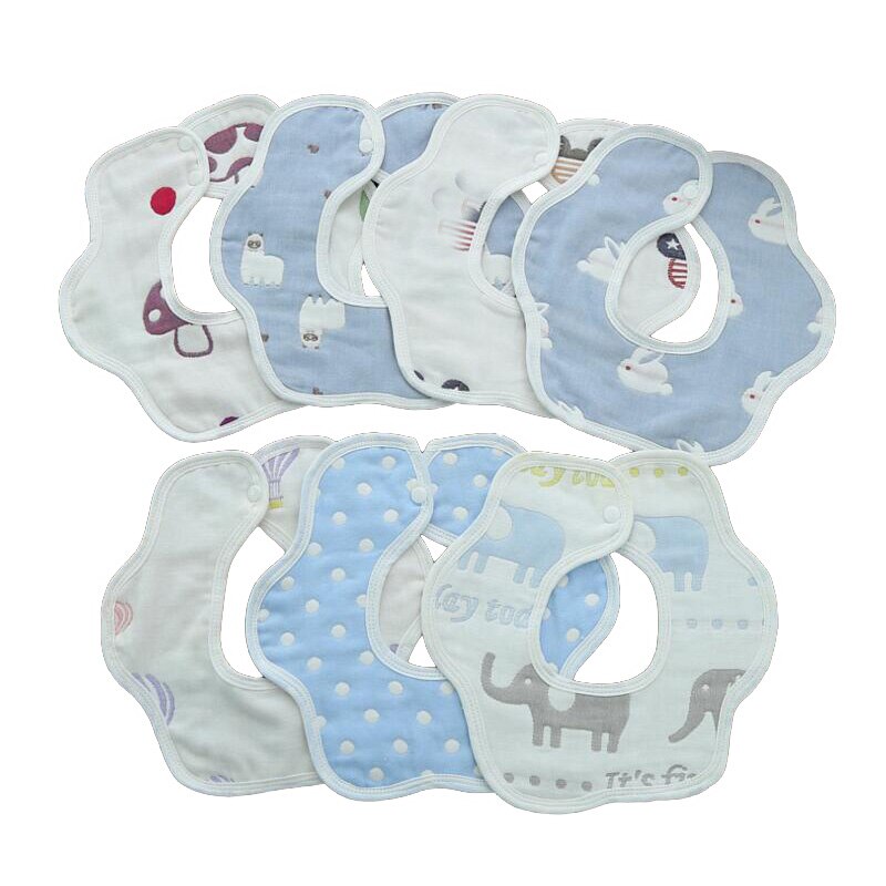 10pcs Baby Bibs Infant Babador Saliva Bavoir Towel For Newborn Girls Boys baberos bebes Babadores Cotton Bib 6 Layers