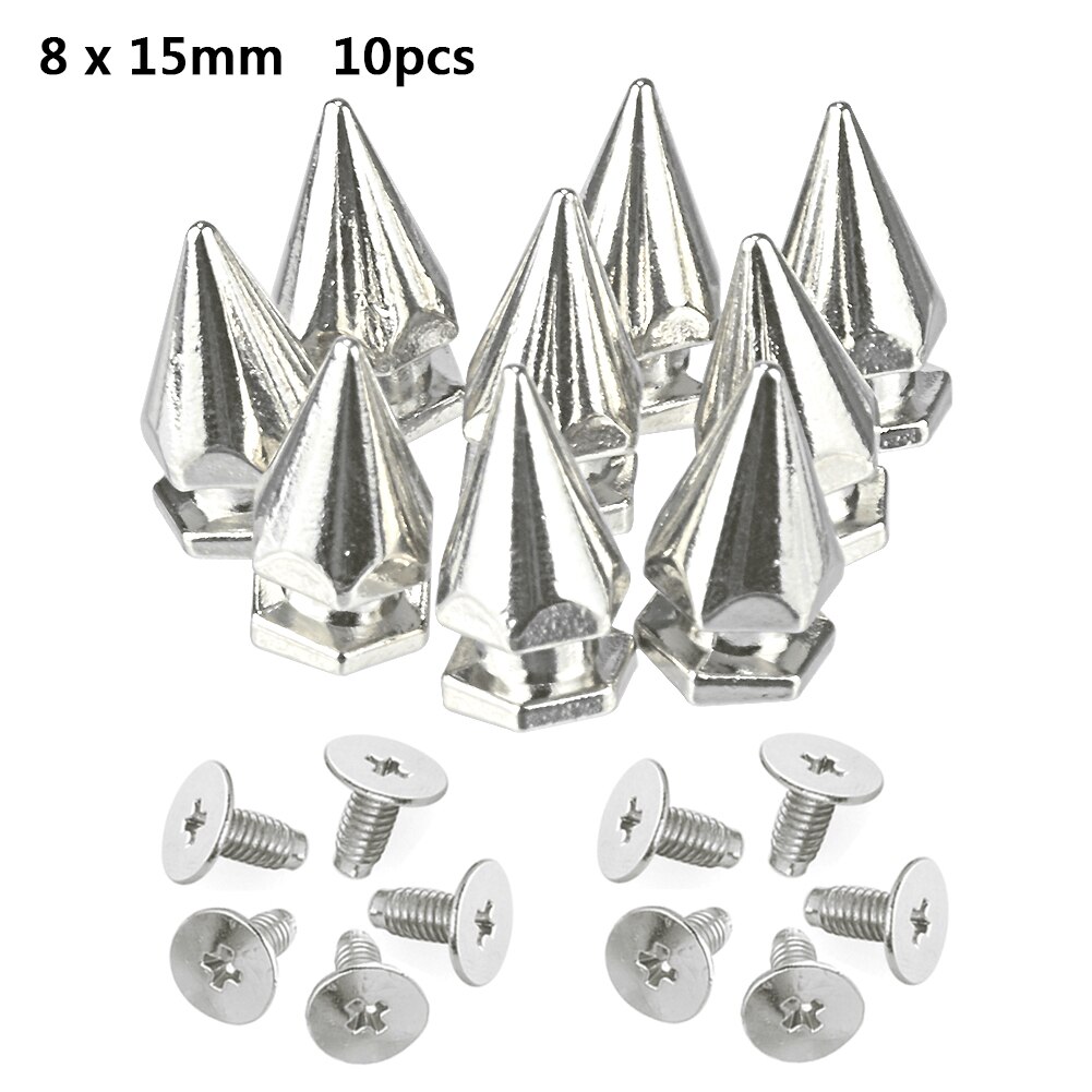 Remaches tipo bala plateados Para Ropa, tachuelas Punk de cuero, Parche de espinas, tachuelas Para Remaches, 10 Uds.: 8x15mm