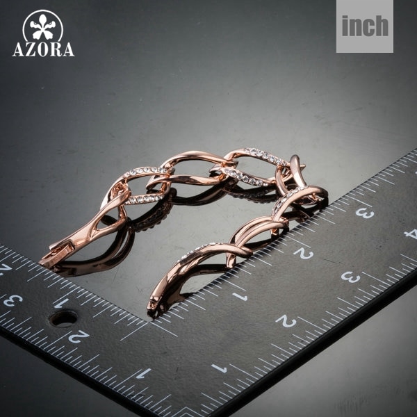 AZORA Latest Rose Gold Color Clear Stellux Austrian Crystal 8 Leaves Connected Bracelet TS0051