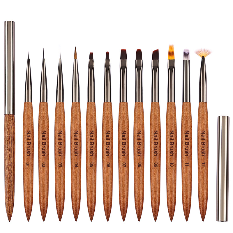 Juego de pinceles para decoración de uñas, 12 Uds., pincel para delineador de uñas, bolígrafo para pintar uñas, pinceles acrílicos para Gel UV, herramienta de manicura ombré de cristal, pincel para uñas: Gris claro