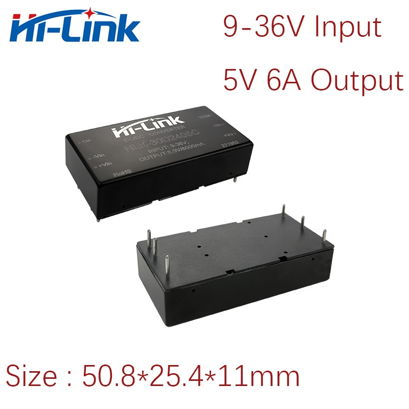 Hi-Link 5V 6A output DC DC step down converter 9-36V Input HLK-30D2405C 91% efficiency isolated dc dc