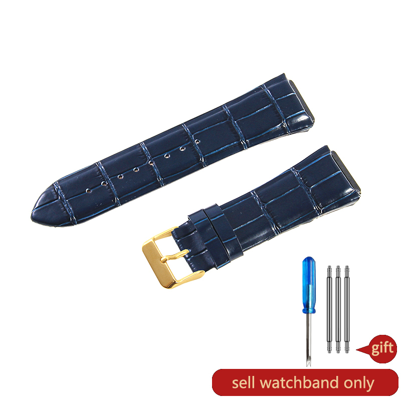 For Guess W0040G1\W0040G2\W0040G3 Series Men's Needle Buckle Blue Rose Gold Buckle 22mm Cow Genuine Leather Watchbands: Coal Black