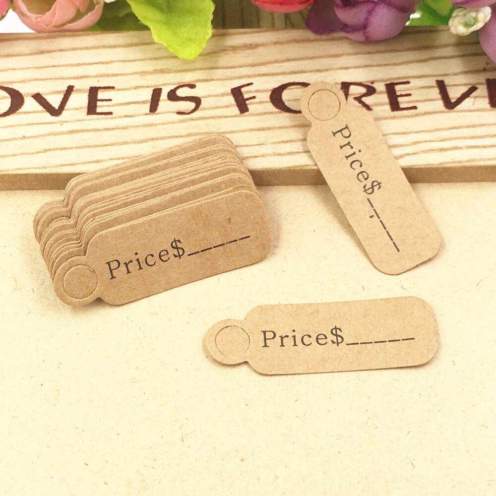 100 pcs 4.5x1.5cm price tag Kraft paper tag DIY kraft label paper