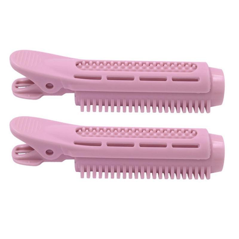 2 uds. De rizador de pelo de plástico, rodillos de cuidado del cabello, raíces naturales mullidas, pinza para el pelo, giro para dormir, Herramienta de Peinado DIY: Rosa