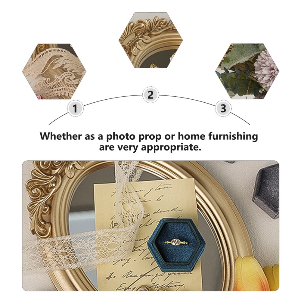 Plateau de miroir décoratif rétro, 1 pièce, décor de prise de vue, miroir décoratif (doré)