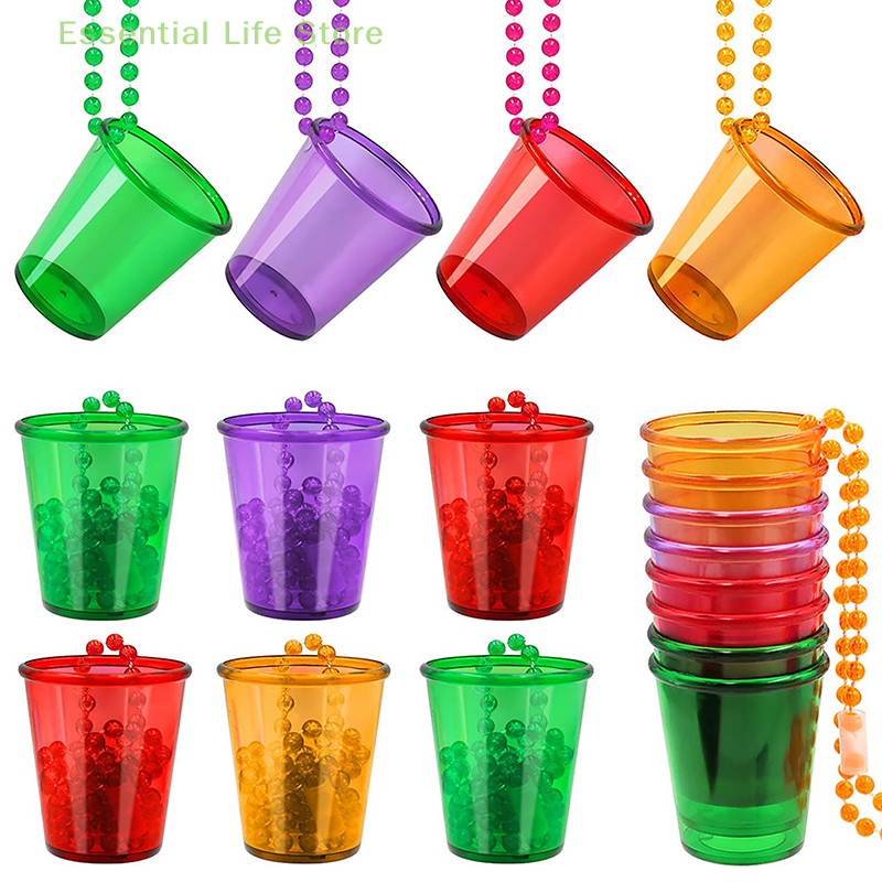 Plástico Shot Glass no colar frisado para Bachelorette, noiva festa copos, aniversário e casamento