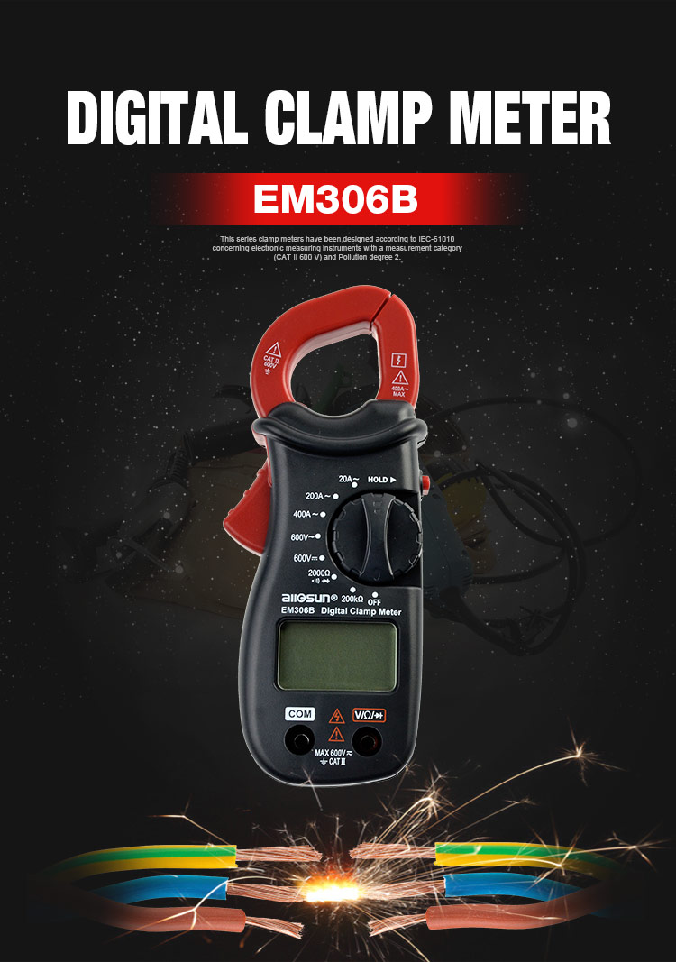 all-sun EM306B Mini Digital Clamp Multimeter AC/DC voltage Current Resistance Continuity Test With Buzzer Electronic Tester