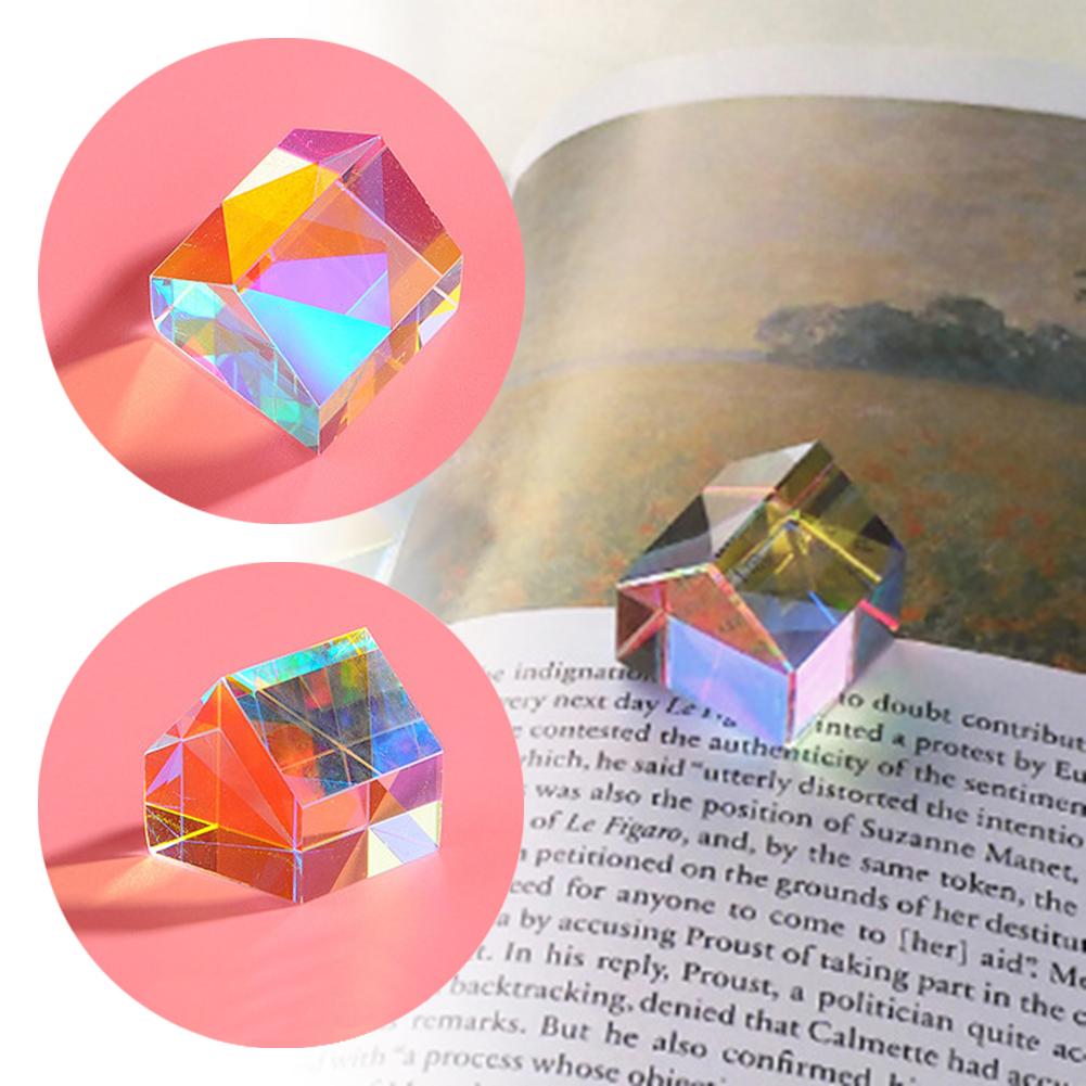 Cube Prism Kleur-Verzamelen Prisma Creatieve Cabine Vorm Vierkante Prisma Optische Glazen Lens Experiment Instrument